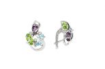 Серьги  Топаз+Аметист+Хризолит. Вес 7,48гр