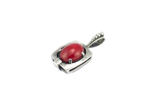 Серебряный кулон с кораллом 52615 купить в магазине Самоцветы мира