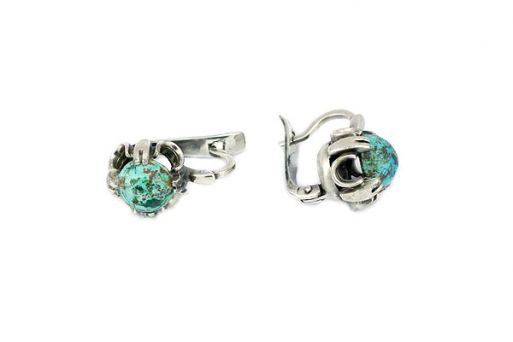 Серьги из серебра с Хризоколлой.