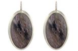 Серьги из серебра с чароитом овал 22х36 мм 52691