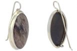 Серьги из серебра с чароитом овал 22х36 мм 52691
