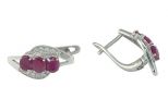 Серьги из серебра с рубином и фианитами 3 овала 4х5 мм 52859