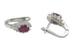 Серьги из серебра с рубином и фианитами овал 5х7 мм 52870