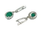 Серьги из серебра с изумрудом и фианитами овал 6х8 мм 52874