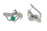 Серьги из серебра с изумрудом и фианитами круг 5 мм 52876