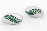 Серьги из серебра с изумрудом 10 кругов 2 мм 52897