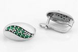 Серьги из серебра с изумрудом 10 кругов 2 мм 52897