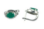 Серьги из серебра с изумрудом и фианитами овал 6х8 мм 52910