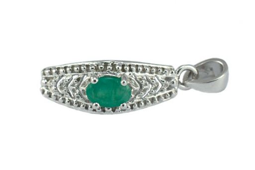 Серебряный кулон с изумрудом 52915 купить в магазине Самоцветы мира
