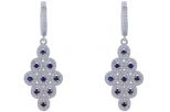 Серьги из серебра с сапфиром и фианитами 9 кругов 2 мм 52916