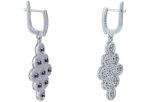 Серьги из серебра с сапфиром и фианитами 9 кругов 2 мм 52916