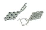 Серьги из серебра с сапфиром и фианитами 9 кругов 2 мм 52916