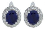 Серьги из серебра с сапфиром и фианитами овал 8х10 мм 52922