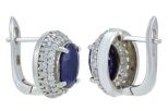 Серьги из серебра с сапфиром и фианитами овал 8х10 мм 52922