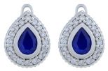Серьги из серебра с сапфиром и фианитами капля 5х7 мм 52924