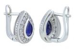 Серьги из серебра с сапфиром и фианитами капля 5х7 мм 52924