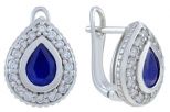 Серьги из серебра с сапфиром и фианитами капля 5х7 мм 52924