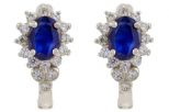 Серьги из серебра с сапфиром и фианитами овал 5х7 мм 52926