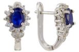 Серьги из серебра с сапфиром и фианитами овал 5х7 мм 52926