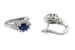 Серьги из серебра с сапфиром и фианитами овал 5х7 мм 52926