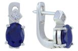 Серьги из серебра с сапфиром и фианитами овал 6х8 мм 52928