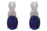 Серьги из серебра с сапфиром и фианитами овал 6х8 мм 52930