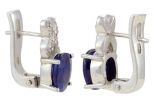 Серьги из серебра с сапфиром и фианитами овал 6х8 мм 52930