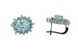 Серьги из серебра с топазом овал 5х7 мм 8 маркиз 3х5 мм 8 кругов 1 мм 52937