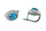Серьги из серебра с топазом и фианитами овал 7х9 мм 52960
