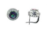 Серьги из серебра с топазом мистик и фианитами круг 9 мм 53079