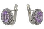 Серьги из серебра с аметистом и фианитами овал 7х9 мм 53129