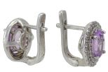 Серьги из серебра с аметистом и фианитами овал 7х9 мм 53129