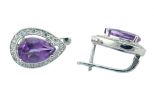 Серьги из серебра с аметистом и фианитами капля 8х12 мм 53143