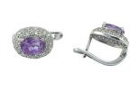 Серьги из серебра с аметистом и фианитами овал 7х9 мм 53167