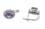 Серьги из серебра с аметистом и фианитами овал 5х7 мм 53175