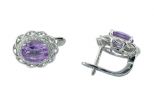 Серьги из серебра с аметистом и фианитами овал 7х9 мм 53178