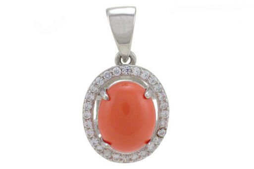 Серебряный кулон с кораллом 53189 купить в магазине Самоцветы мира