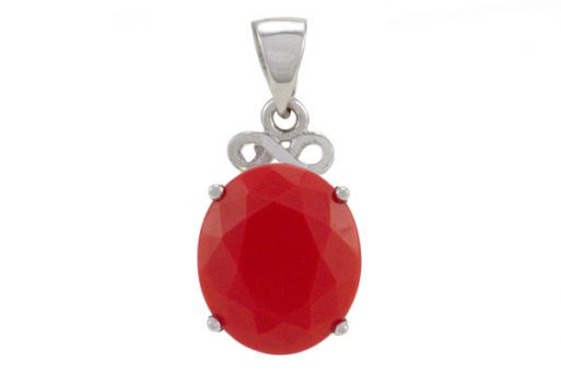 Серебряный кулон с кораллом 53193 купить в магазине Самоцветы мира