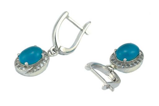 Серьги из серебра 925 пробы с кошачьим глазом.