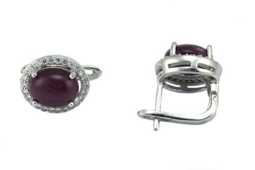 Серьги из серебра 925 пробы с кошачьим глазом.