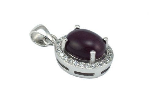 Кулон из серебра 925 пробы с кошачьим глазом.