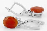 Серьги из серебра с сердоликом овал 10х12 мм 53308