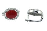 Серьги сердолик с фианитами.Вес 9.8 гр.
