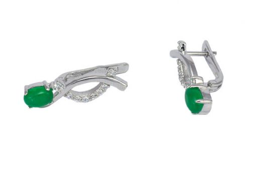 Серьги из серебра 925 пробы с жадеитом.