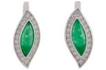 Серьги из серебра с агатом зелёным и фианитами маркиза 5х13 мм 53494