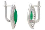 Серьги из серебра с агатом зелёным и фианитами маркиза 5х13 мм 53494