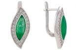 Серьги из серебра с агатом зелёным и фианитами маркиза 5х13 мм 53494