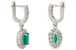 Серьги из серебра с агатом зелёным и фианитами овал 6х8 мм 53533