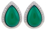 Серьги из серебра с агатом зелёным