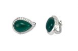 Серьги из серебра с агатом зелёным и фианитами капля 8х14 мм 53535